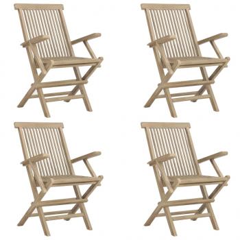 Gartenstühle 4 Stk. Klappbar Grau 56x61x89 cm Massivholz Teak