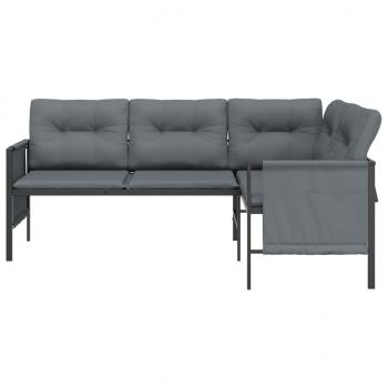 Garten-Ecksofa Anthrazit Stahl und Textilene