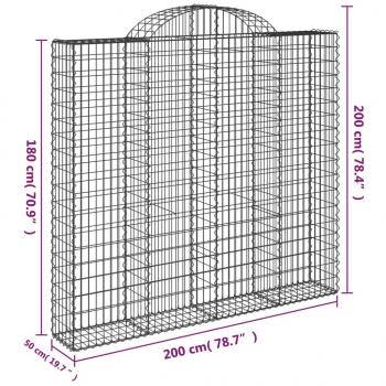 Gabionen mit Hochbogen 2 Stk. 200x50x180/200cm Verzinktes Eisen