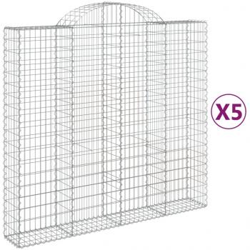 Gabionen mit Hochbogen 5 Stk. 200x50x180/200cm Verzinktes Eisen