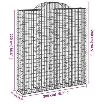 Gabionen mit Hochbogen 2 Stk. 200x50x220/240cm Verzinktes Eisen