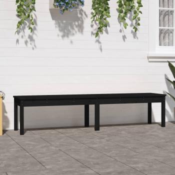 ARDEBO.de - Gartenbank 2-Sitzer Schwarz 203,5x44x45 cm Massivholz Kiefer