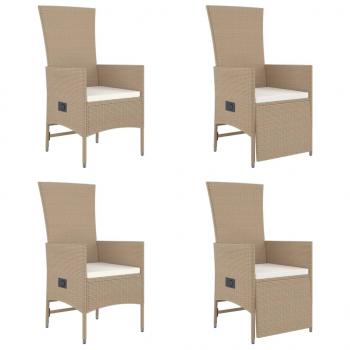 5-tlg. Garten-Essgruppe mit Kissen Beige Poly Rattan