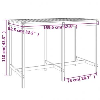 Gartentisch 159,5x82,5x110 cm Massivholz Kiefer