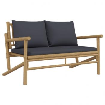 5-tlg. Garten-Lounge-Set mit Dunkelgrauen Kissen Bambus