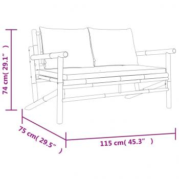 5-tlg. Garten-Lounge-Set mit Dunkelgrauen Kissen Bambus