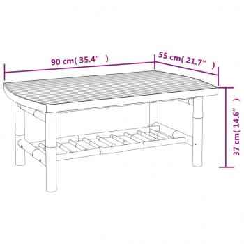 4-tlg. Garten-Lounge-Set mit Cremeweißen Kissen Bambus