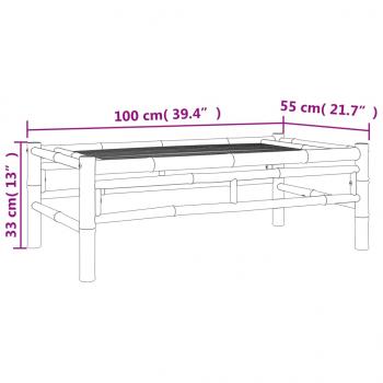 3-tlg. Garten-Lounge-Set mit Dunkelgrauen Kissen Bambus