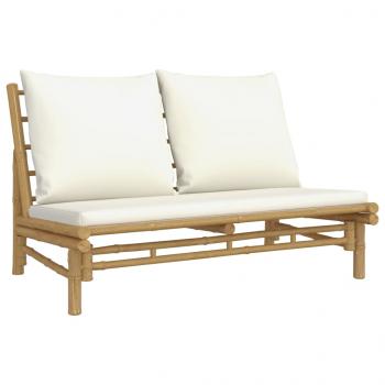 5-tlg. Garten-Lounge-Set mit Cremeweißen Kissen Bambus