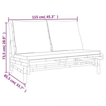 4-tlg. Garten-Lounge-Set mit Dunkelgrauen Kissen Bambus