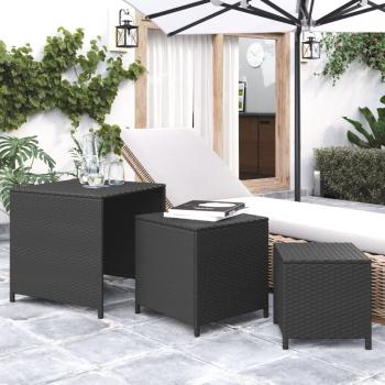 ARDEBO.de - Satztische 3 Stk. Schwarz Poly Rattan