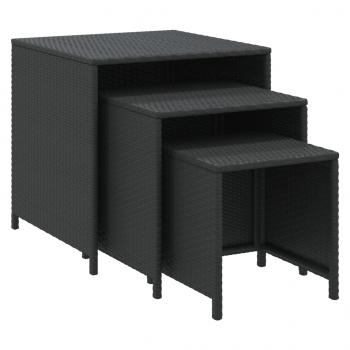 Satztische 3 Stk. Schwarz Poly Rattan