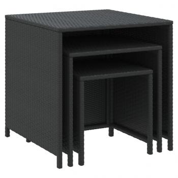 Satztische 3 Stk. Schwarz Poly Rattan