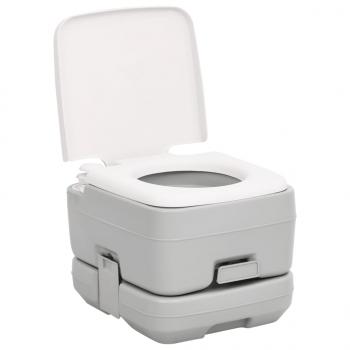 Camping-Toilette Tragbar Grau und Weiß 10+10 L HDPE