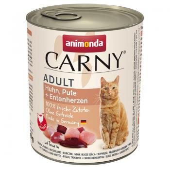 ARDEBO.de Animonda Cat Carny Adult Huhn, Pute & Entenherzen 800 g