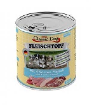 ARDEBO.de Classic Dog Dose Junior Fleischtopf mit 4 Sorten Fleisch 800g