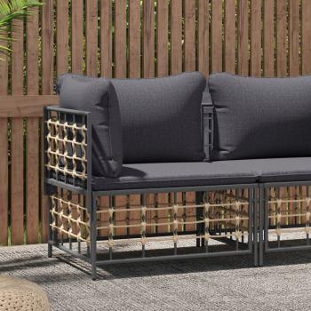 ARDEBO.de - Garten-Ecksofa mit Dunkelgrauen Kissen Poly Rattan