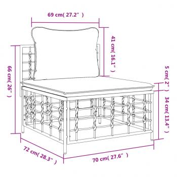 Garten-Mittelsofa mit Dunkelgrauen Kissen Poly Rattan