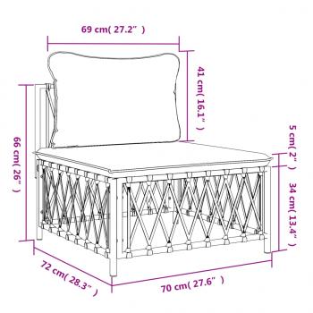 Garten-Mittelsofa mit Kissen Weiß Gewebe