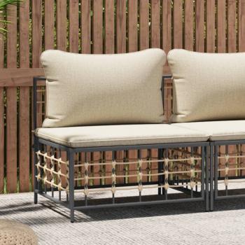 ARDEBO.de - Garten-Mittelsofa mit Beige Kissen Poly Rattan