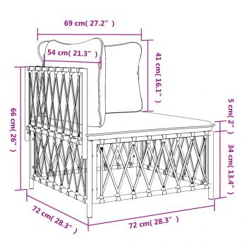 Garten-Ecksofa mit Kissen Weiß Gewebe