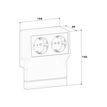 GGK 4005 Geräteträger SL-GT Steckdose, 2 fach, vorverdrahtet, buche