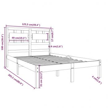 Massivholzbett Grau 120x200 cm