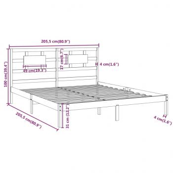 Massivholzbett Grau 200x200 cm