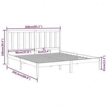 Massivholzbett Grau 200x200 cm