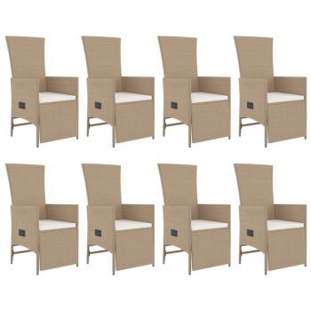 9-tlg. Garten-Essgruppe mit Kissen Beige Poly Rattan