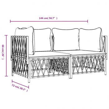 2-tlg. Garten-Lounge-Set mit Kissen Anthrazit Stahl