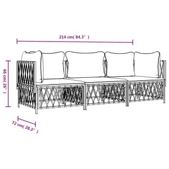 3-tlg. Garten-Lounge-Set mit Kissen Anthrazit Stahl