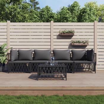 ARDEBO.de - 5-tlg. Garten-Lounge-Set mit Kissen Anthrazit Stahl