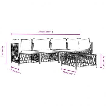 5-tlg. Garten-Lounge-Set mit Kissen Anthrazit Stahl