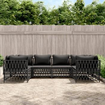 ARDEBO.de - 6-tlg. Garten-Lounge-Set mit Kissen Anthrazit Stahl