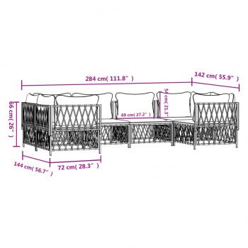 6-tlg. Garten-Lounge-Set mit Kissen Anthrazit Stahl