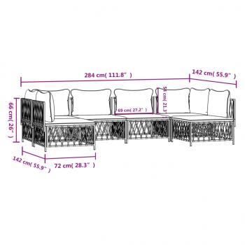 6-tlg. Garten-Lounge-Set mit Kissen Anthrazit Stahl