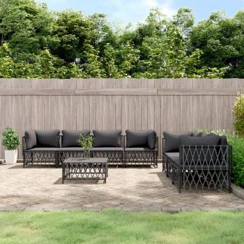 ARDEBO.de - 8-tlg. Garten-Lounge-Set mit Kissen Anthrazit Stahl