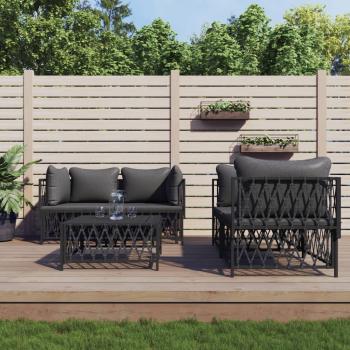 ARDEBO.de - 5-tlg. Garten-Lounge-Set mit Kissen Anthrazit Stahl