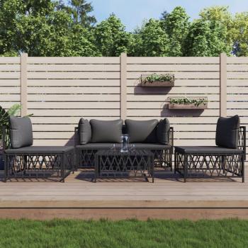 ARDEBO.de - 5-tlg. Garten-Lounge-Set mit Kissen Anthrazit Stahl