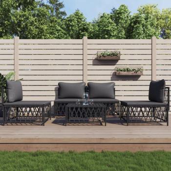 ARDEBO.de - 5-tlg. Garten-Lounge-Set mit Kissen Anthrazit Stahl