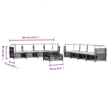 9-tlg. Garten-Lounge-Set mit Kissen Anthrazit Stahl