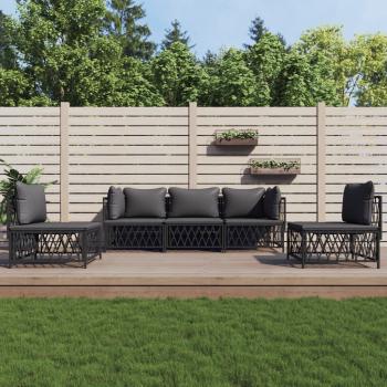 ARDEBO.de - 5-tlg. Garten-Lounge-Set mit Kissen Anthrazit Stahl