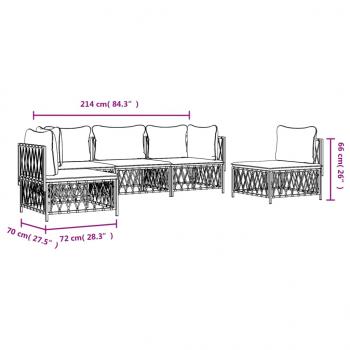 5-tlg. Garten-Lounge-Set mit Kissen Anthrazit Stahl