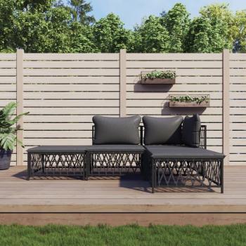 ARDEBO.de - 4-tlg. Garten-Lounge-Set mit Kissen Anthrazit Stahl