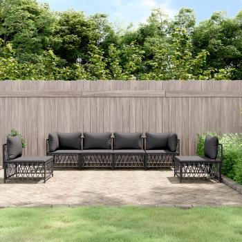 ARDEBO.de - 6-tlg. Garten-Lounge-Set mit Kissen Anthrazit Stahl