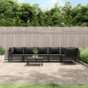 ARDEBO.de - 7-tlg. Garten-Lounge-Set mit Kissen Anthrazit Stahl