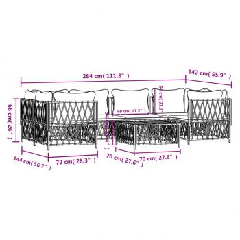 7-tlg. Garten-Lounge-Set mit Kissen Anthrazit Stahl