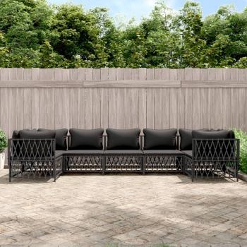 ARDEBO.de - 7-tlg. Garten-Lounge-Set mit Kissen Anthrazit Stahl