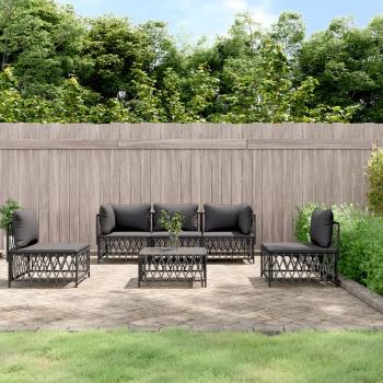 ARDEBO.de - 6-tlg. Garten-Lounge-Set mit Kissen Anthrazit Stahl